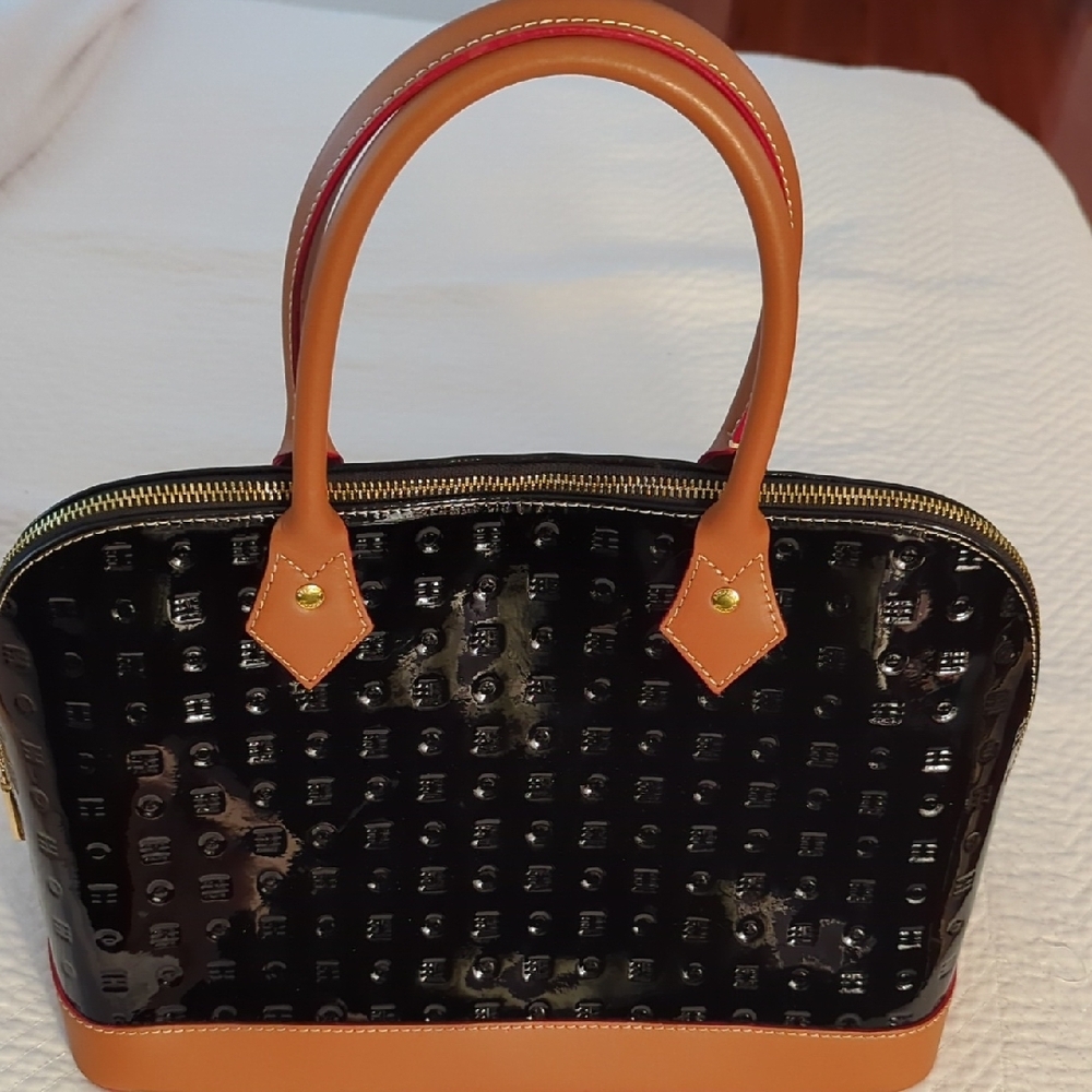 Arcadia Black and Tan Satchel with Structured Design